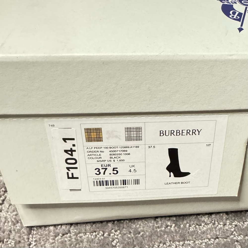 BURBERRY | PRICE FIRM💲💥
Black Leather Peep Boots 
Women’s EU 37.5 - Picture 15 of 16